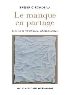 cover image of Le manque en partage